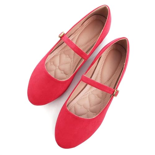 Image of LUXINYU Women's Slip on Flats,Classy Round Toe Solid Classic Mary Jane Ballet Dance Shoes Soft Comfortable PU Flat Shoes