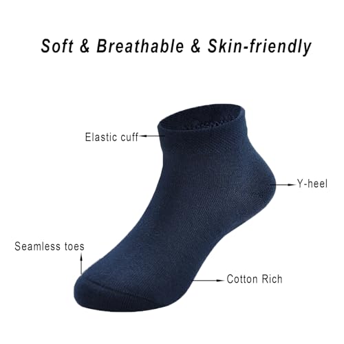 Image of EPEIUS Kids' Low Cut Ankle Socks Cotton Seamless Toe Sport Athletic Socks for Boys Girls White Black Navy 4 /8 Pack