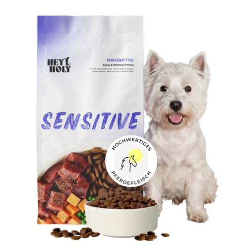 HEY HOLY Sensitives Hundefutter Pferd | Hypoallergenes getreidefreies Hundefutter trocken für ernährungssensible Hunde | Maximale Verträglichkeit durch allergenreduzierte Rezeptur natürliche Zutaten