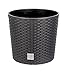 Produktbild BigDean Blumentopf 25cm - Rattan-Optik - Anthrazit - Pflanzkübel mit Einsatz - Rattan-Blumentopf Pflanztopf rund - In/Outdoor - Höhe 22,5 cm