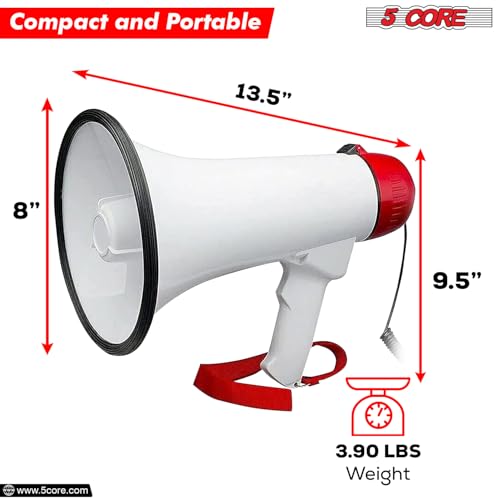 image for 5 CORE Megaphone Bull Horn 40W Peak Loud Siren Noise Maker Rechargeabl