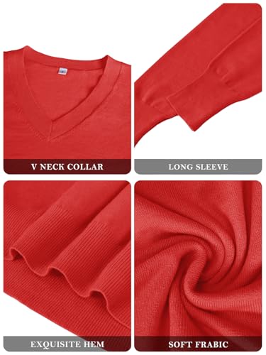 Image of Women's Spring Sweaters 2026 Casual Long Sleeve Pullover V Neck Lightweight Sweatshirts Cute Blouse Tops