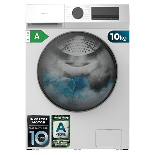 Cecotec Lavadora Carga Frontal 10Kg Bolero DressCode 10450 Inverter, 1400 rpm, 16 programas, Clase A-10%, Motor Inverter Plus, Allergy Care, Pearl Drum, Función Silence, Stop&Go y Kid Lock, Blanca