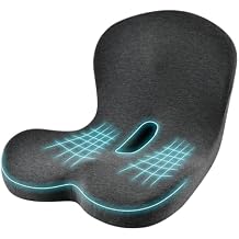 KAYI Memory Foam Seat Cushion with Lumbar Support Pillow One Piece, L-Shaped Ergonomic Design for Back Pain Relief, for Car, Truck and Office Chair Dark Gray