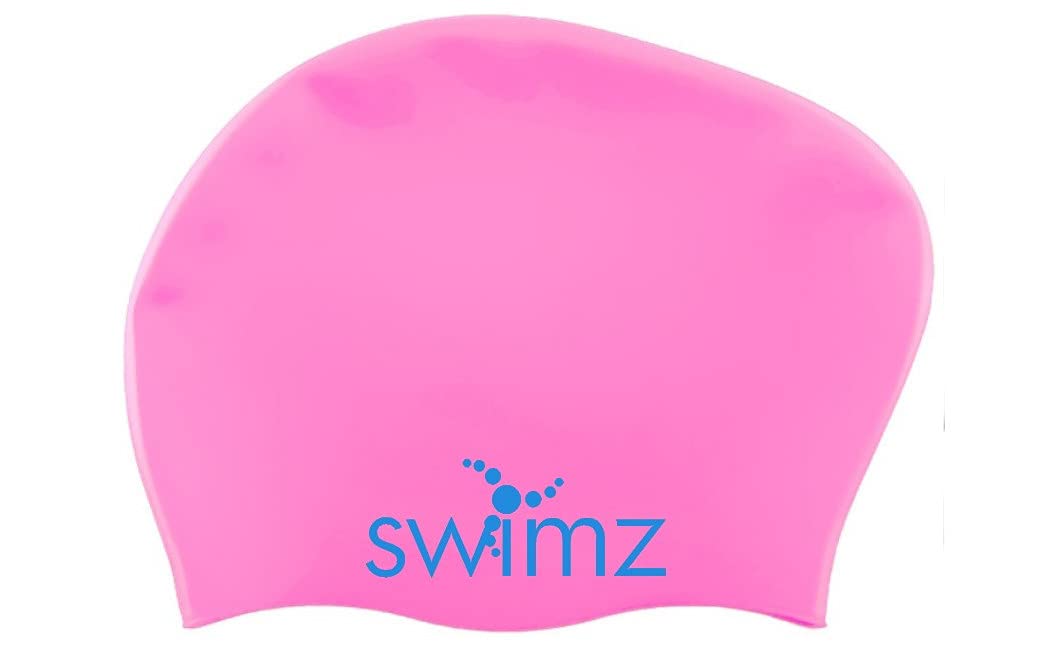 Swimz Long Hair Silicone swim cap - 100% soft Silicone Swim Cap for long Hair (Pink) — image 1