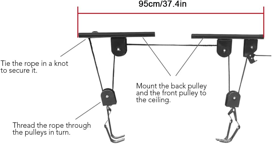 Hoist Garage Storage Bike Lift Pulley System with 60kg Bearing Overhead Bike Rack Heavy Duty Ceiling er