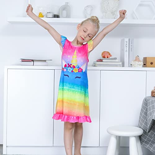 Image of Girls Nightgowns Unicorn Sleepwear Night Sleep Dress Pajamas Little Kids Toddler Soft Nightgown