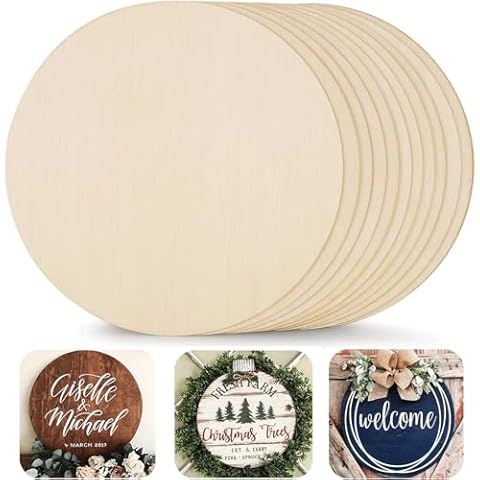 12 Pieces 12 Inch Wood Circles for Crafts - Unfinished Blank Wooden Circle, Wood Slices for Painting, Home, Party, Holiday Decor Cover