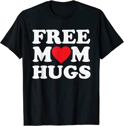 ruyin Free Mom Hugs Shirt Women Mothers Mama Valentines Day 2023 T-Shirt Black XXL