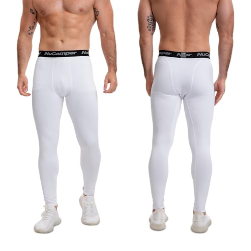 NuCamper Pantalón Interior Térmico para Hombre, Mallas Termicas Hombre, Pantalones Térmicos de Compresión Hombres Calzoncillos Largos Capa Base con Forro Polar Ropa Invierno Esquí Leggins - imagen 2