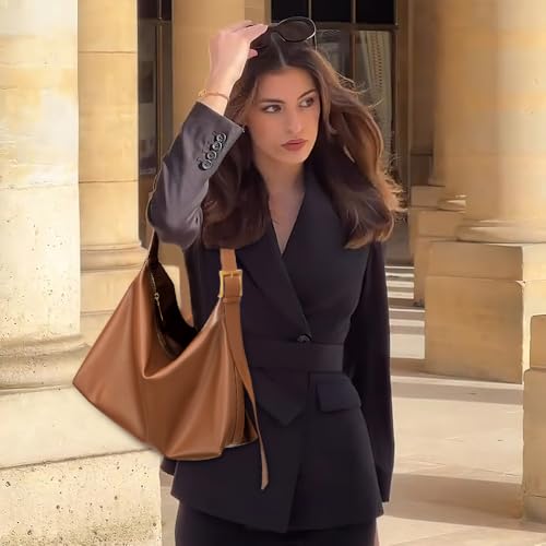 Hobo Bag for Women Vegan Leather Tote Bag for Women Slouchy Shoulder Handbag Purse Crossbody with Adjustable Strap2