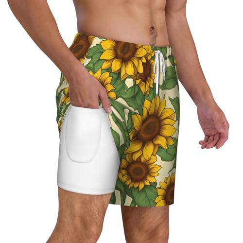 Ropa de playa para hombre: bañador transpirable de girasoles 6