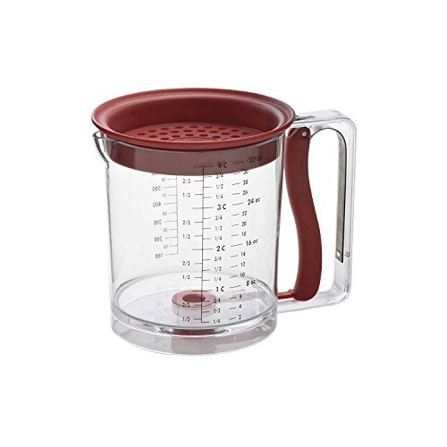 Swing-A-Way 32oz Grease Separator with Bottom Release - Dishwasher Safe, Innovative Design for Mess-Free Pouring, Incremental Measurement Markings for Accuracy (Red)