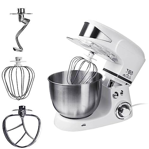 MRKU Electric Stand Mixer Food Mixer with 5L Bowl Dough Hook,Wire Whip Beater 6 Speeds Control Food Beater for Kitchen Baking Cake Ice Cream for Mix,Blend,Whip and Knead 1000W