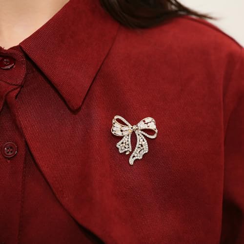 Image of Rhinestone Bow Brooch Vintage Crystal Large Bowknot Brooches for Women Brooch Pin Wedding Fashion Jewelry Accessories,Women Gift