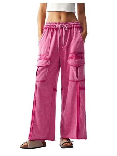 SHENHE Women's Y2k Baggy Cargo Pants Wide Leg Elastic Waist Drawstring Hip Hop Trousers