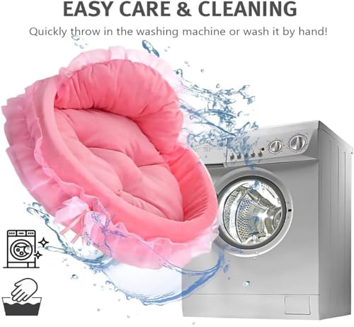 BeLlaq Hundebett flauschig, Katzenbett Donut Kissen, hundebett waschbar, Polsterung in der Mitte herausnehmbar für Kleine und mittlere Haustiere (Rosa)