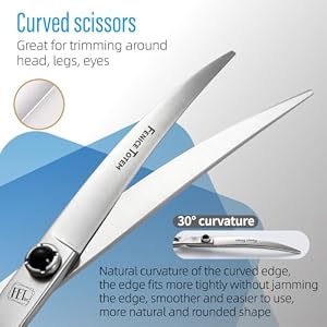 Dog Grooming Scissors: 7.5 inch Pet Curved Shears Made Of Japanese 9CR Advanced Stainless Steel Professional Grooming Scissors for Dogs Cats and Other Pets Dog Grooming Scissors: 7.5 inch Pet Curved Shears Made Of Japanese 9CR Advanced Stainless Steel Professional Grooming Scissors for Dogs Cats and Other Pets