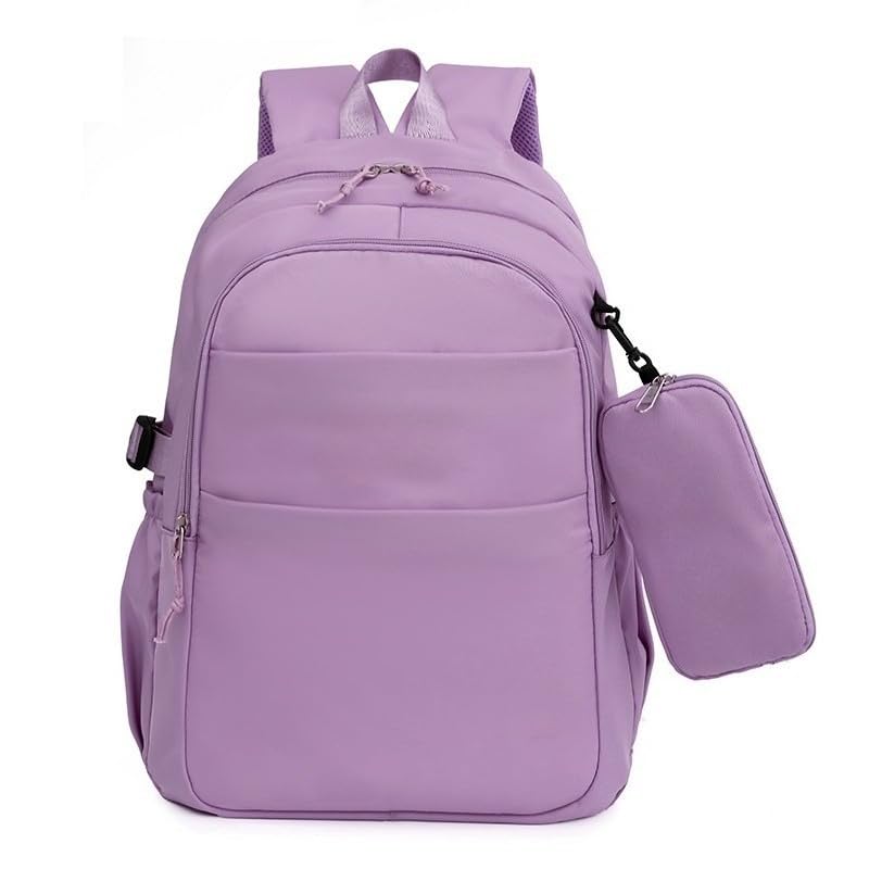 Mochila de Viagem de Grande Capacidade Unissex, Estilo Escolar Moderno, Mochila para Estudantes (075-Lilás)