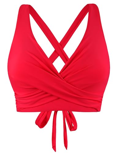 Firpearl Haut bikini armaturé femme croisé, rouge, 8-10