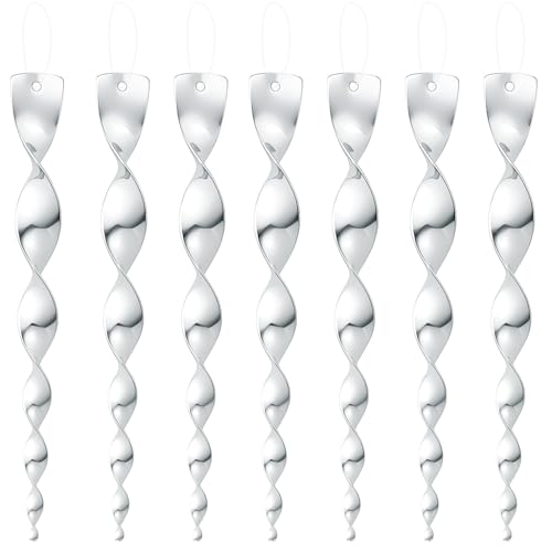 12 Pack 12 Inches Silver Wind Twisting Rods with Reflective Spiral Design, Hanging Wind Spinner Keep Birds Away for Outdoor Yard, Garden, Farm and...