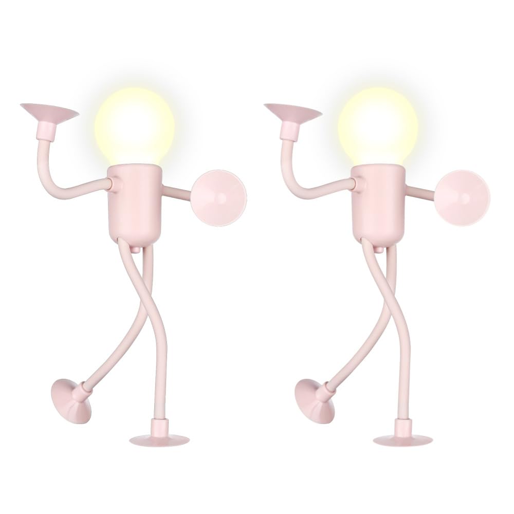 Dongker Pink 2Pcs Sportsman Night Light, 2/4Pcs Diy Shape Night Lights Changeable Shape Funny With Suction Cup For Bedroom Bathroom Hallway Kitchen Christmas Decorations Room Ornament