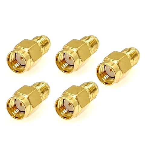JZK 5x RP-SMA Male to SMA Female Coaxial Adapter Connector Converter for Antenna signal amplifiers, RF coaxial cables, Router