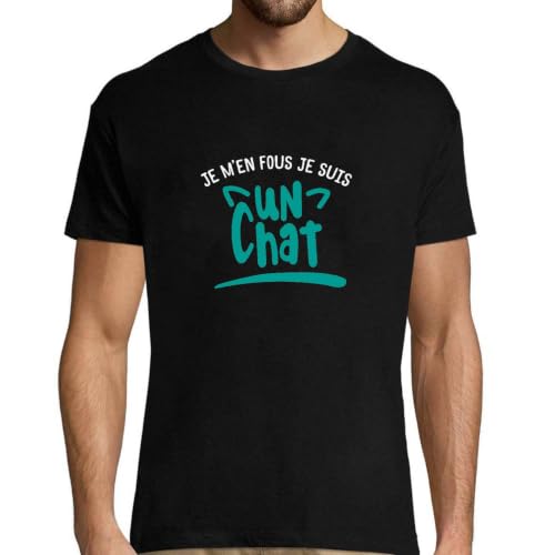 T-shirt homme je men fous je suis un chat humoristique et rigolo pour papa