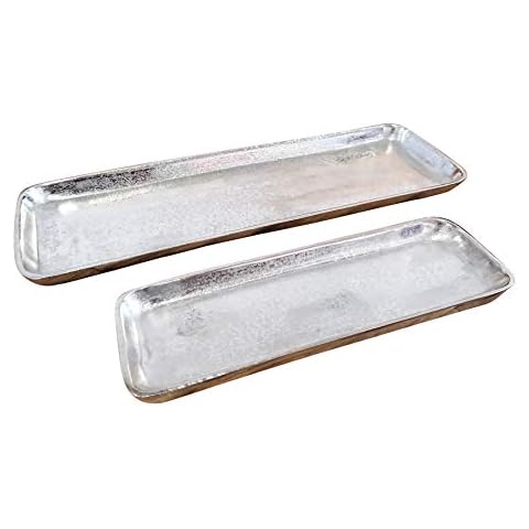 MichaelNoll Schale Servierplatte Dekoschale Aluminium Silber Deko Luxus Cover