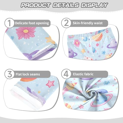 Purple Space Planets Girls Leggings Kids Yoga Pants Dance Active Tights 4T3