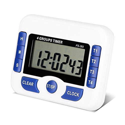 La Mejor Selección de Cronometro de Cocina , tabla con los diez mejores. 46 Temporizador de Cocina Digital de 4 Canales Temporizador de Grupo Cuenta Regresiva Magnética Cocina Reloj de Cocina (Batería no incluida) para Cocinar, Peluquería, Ejercicio,