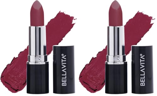 Image of BELLAVITA Comfort Matte Bullet Lipstick, Intense Colour, Creamy Matte Finish, Intense Moisturisation, Smooth Glide, 4 Hr Stay, Berry Nude, 4.2 ml (Pack of 2)