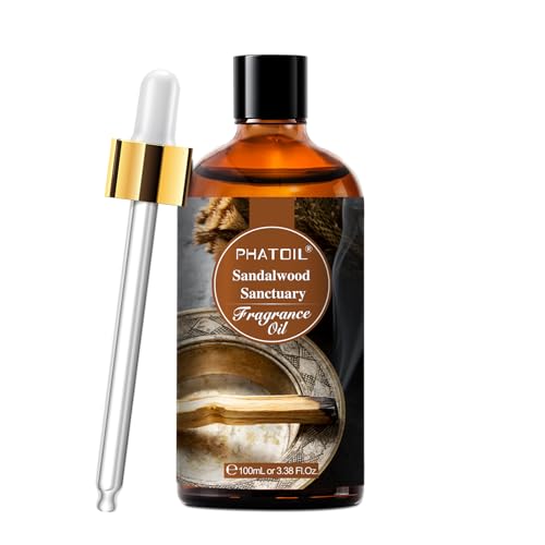 PHATOIL Aceite Esencial Fragancia Santuario De Sándalo 100ML, Aceites Esenciales para Humidificador Aromaterapia, Sandalwood Sanctuary Oil