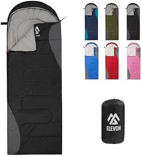 Elevon Double Sleeping Bag for Adults with 2 Pillows, Lightweight Machine Washable 2 Person Sleeping Bag for 3 Seasons Camping Hiking Traveling, Multicolor Option