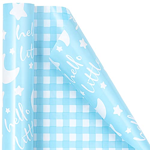 RUSPEPA Reversible Wrapping Paper Roll - Mini Roll - Baby Boy Blue Pattern Great for Baby Shower, Birthday, Party - 17.5 Inches X 32.8 Feet by RUSPEPA - Used condition - Image 6