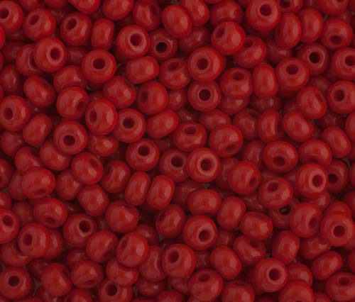 Czech Glass Seed Bead/Pony Bead 6/0 Opaque Medium Red - 500g Bulk Bag by Preciosa (Jablonex)