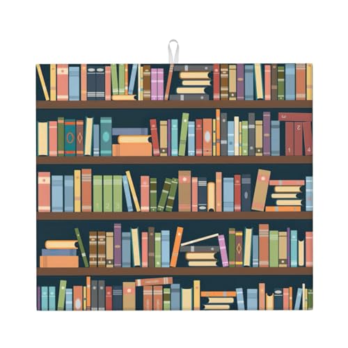 Tapete de secado con estampado de gusanos de libros de dibujos animados para cocina, absorbente y fácil de mantener