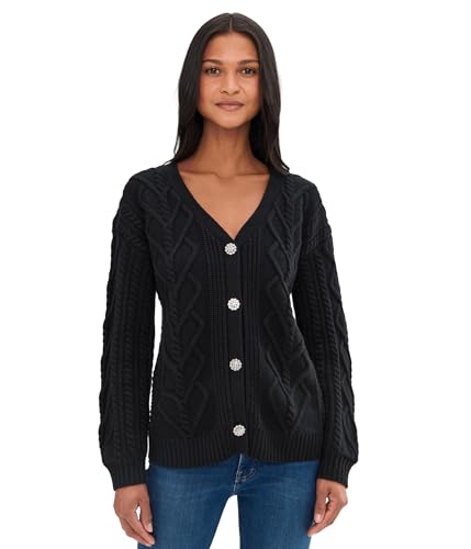 Splendid Womens Harlow Hearts Cardigan, Black, X-Small at Amazon