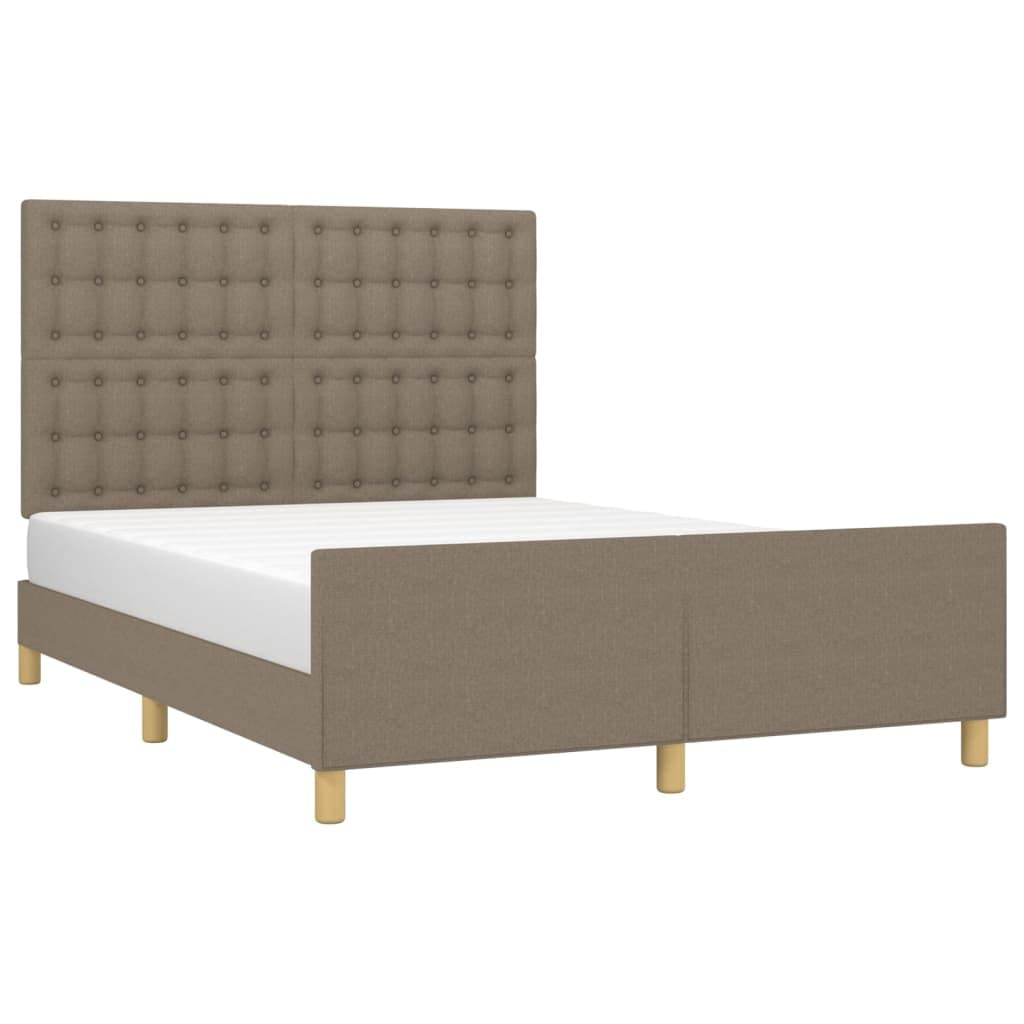 Betten Taupe 140 x 190 cm, letto con testiera regolabile in altezza e legno di larice, massiccia, per camera da letto, camera dei ragazzi, camera degli ospiti