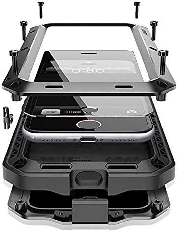 Marrkey for iPhone 8 Case,iPhone 7 Case, 360 Full Body Protective Cover Heavy Duty Shockproof Tough Armour Aluminum Metal Case with Silicone Built-in Screen Protector for iPhone 7/8/SE - Black