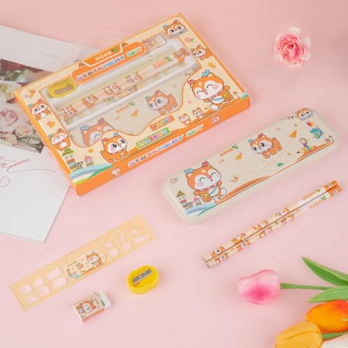 Image of Birthday Popper 5-in-1 Cartoon Themed Stationery Set for Kids - Set of 6 as Birthday Return Gifts, Study, Writing & Drawing - Type 1