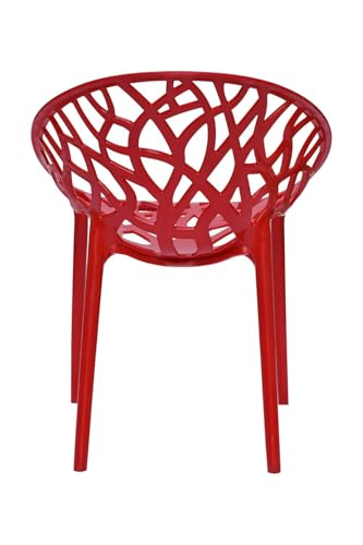 Image of activa Crystal Plastic Arm Chair | Stackable Indoor Outdoor Chair for Home, Balcony, Patio & Garden | Comfortable Designer Armrest Chair | Durable Plastic Seating Furniture (Coke Red, Set of 4)