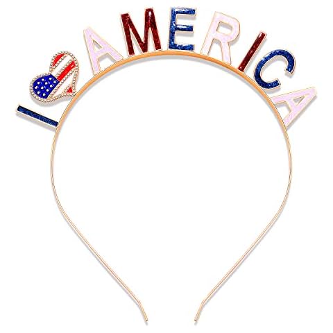 American Flag Headband 4th of July Star Hairband for Women Independence Day Patriotic Headpiece Costume Hair Accessory Party Favors (Letter) Cover