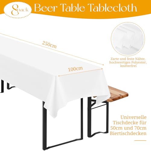 Nappe pour tente à bière lot de 8 blanche 100x250cm rectangulaire imperméable