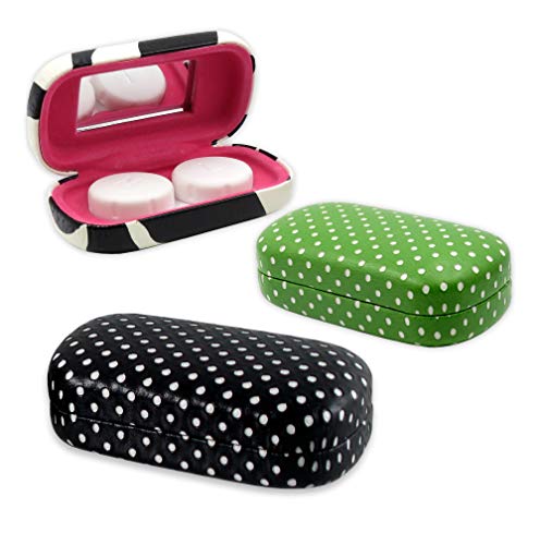 MyEyeglassCase Hard Contact lens cases holder with small mirror | various patterns pack