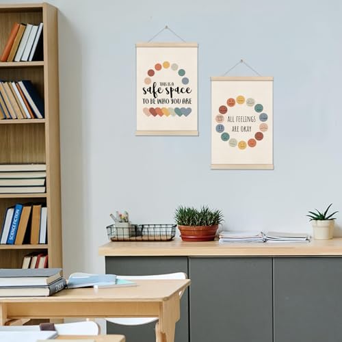 Image of DOI-LANEE 2pcs Safe Space Mental Health Posters, Therapy Affirmations Inspirational Poser Banner for Office, Motivational Canvas Wall Art For Counseling Office, Positive Wall Decor 16X12 Inch