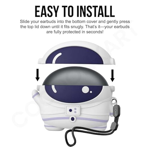 Image of Cartoon Silicone Case Cover Compatible for OnePlus Nord Buds 4 Pro (Astronaut + Lanyard)