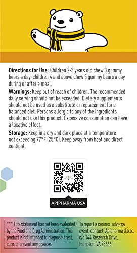 Apipharma New! Children Multivitamin Gummies | 60 Gummies | Sugar Free | Vitamin A,B,C,D,E,Niacin, Folate, Biotin, Pantothenic Acid & Zinc | European Quality Since 1974 #TOP30