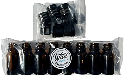 Wild Essentials 10ml Amber Glass Bottles with Euro Dropper Caps - Great for Essential Oils, Perfumes and DIY Aromatherapy - Easy to Fill, Clean and Reuse - Protective and Durable (8)2