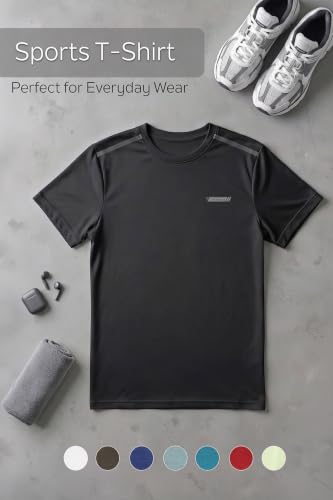Image of Van Heusen Men's Running T-Shirt | Regular Fit | Crew Neck | Soft Breathable Mircofiber | Casual Wear | Summer Favorite | Shoulder Bonding |Sports T-Shirt | Style 61005